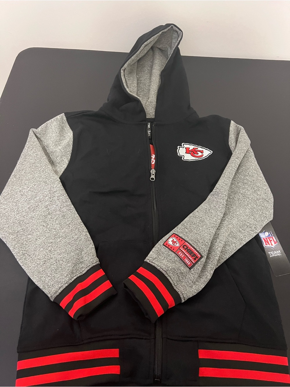 Kansas City Chiefs Youth Black & Gray Zip Hoodie Jacket